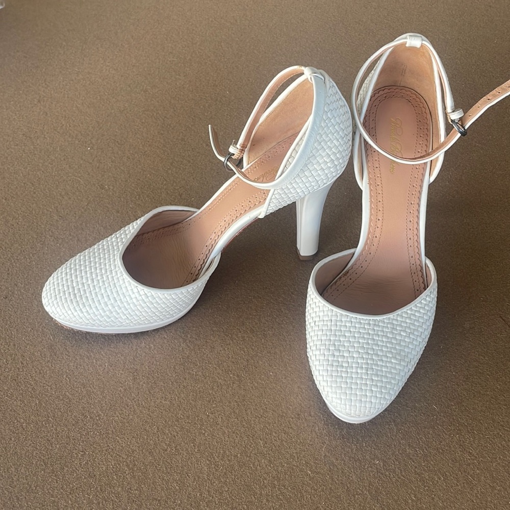 Cream Brooks Brothers woven platform heels